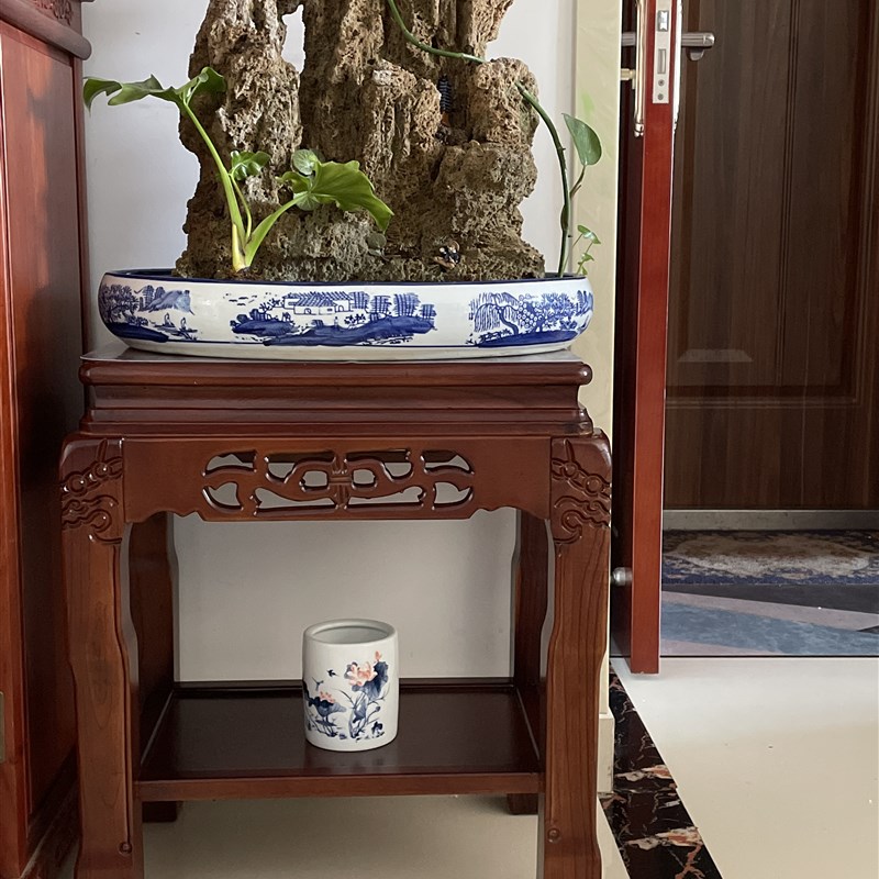 奇石架实木底座超承重盆景架鱼缸架室内客厅花架沙发边桌艺术品桌
