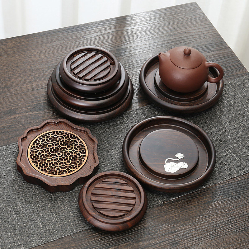 黑檀木壶承电木茶托 紫砂壶托底座养壶垫茶盘隔热垫圆形壶托壶架