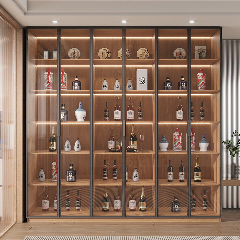 定制橡木酒柜实木带玻璃门客厅陈列柜满墙落地展示柜新款,住宅家具,酒柜,淘宝优惠券,粉丝福利购,淘宝优惠卷