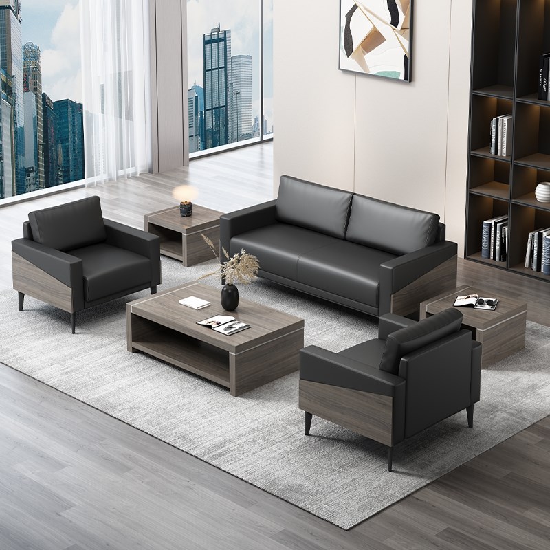办公室沙发现代商务茶几装洽谈会客接待办公沙发三人位