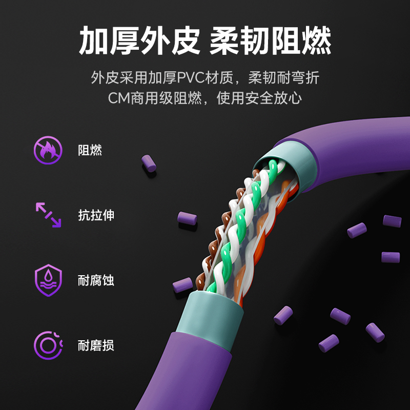 泛达超六类非屏蔽粗网路线家用宽带万兆连接线蓝色2米成品线