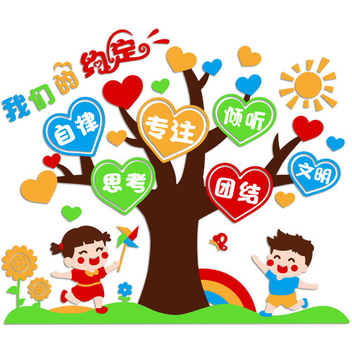 班级公约墙d立体小学教室布置装饰班规学生励志标语纸