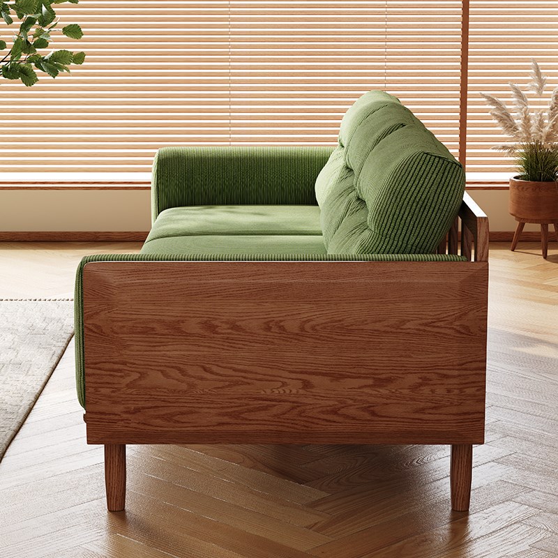 布艺沙发现代风客厅小户型高靠背转角三人位直排实木沙发