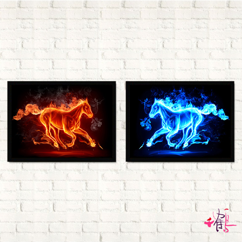 火焰马 墙壁画 欧美创意挂画 现代有框画 家居酒吧适用装饰画,家居饰品,现代装饰画,淘宝优惠券,粉丝福利购,淘宝优惠卷