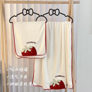 可爱能穿吸水速乾浴裙袍 浴巾学生宿舍三件套巾浴帽两件女生用
