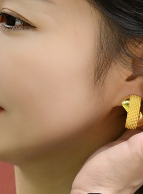 港风18K金色复古交叉耳钉设计感防过敏日常新中式简约中古风个性