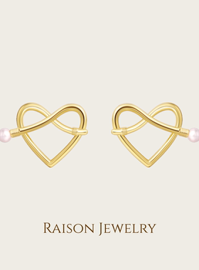 纯真年代18K金色爱心珍珠耳饰耳钉原创复古高级感优雅秋冬小众女
