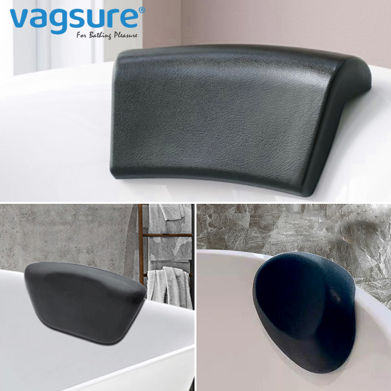 浴缸浴室枕头泡澡浴盆靠枕通用环保颈垫防水黑色头枕靠背靠垫吸盘