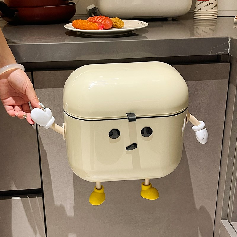 可爱厨房垃圾桶壁挂式厨余专用收纳桶家用2024新款创意客厅纸篓