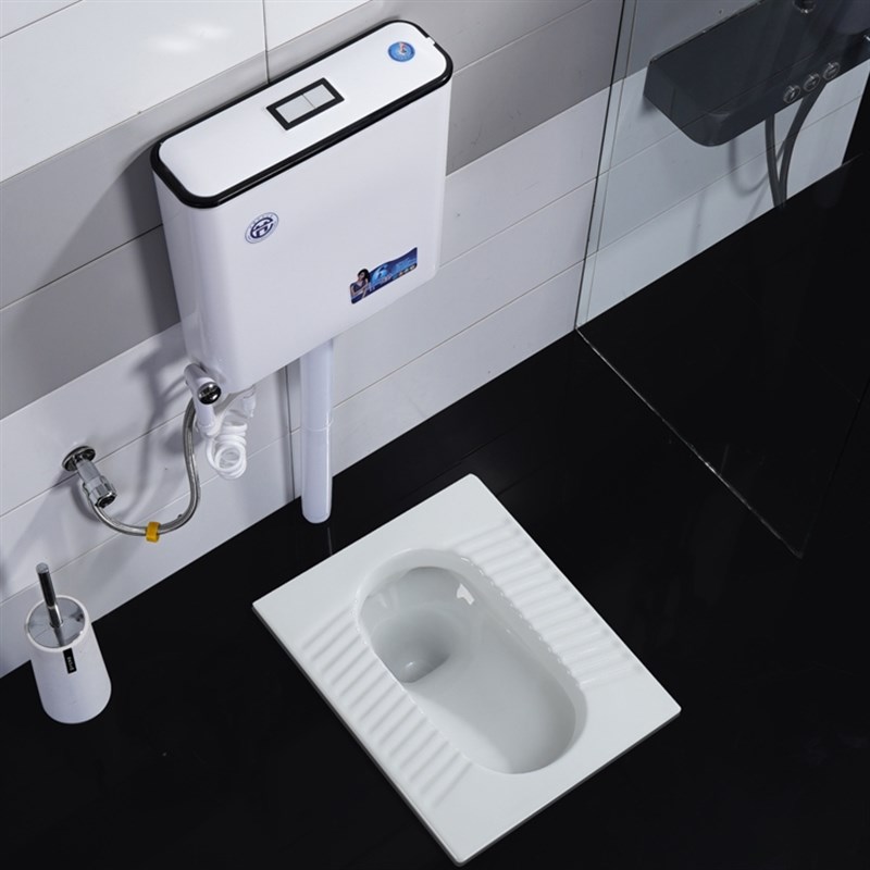 家用陶瓷蹲便器冲水箱整套装卫生间蹲坑式便盆便池厕所防臭大便器