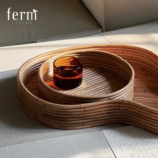 Living不规则藤编托盘套装 丹麦Ferm 茶几餐桌置物收纳盘家用茶盘