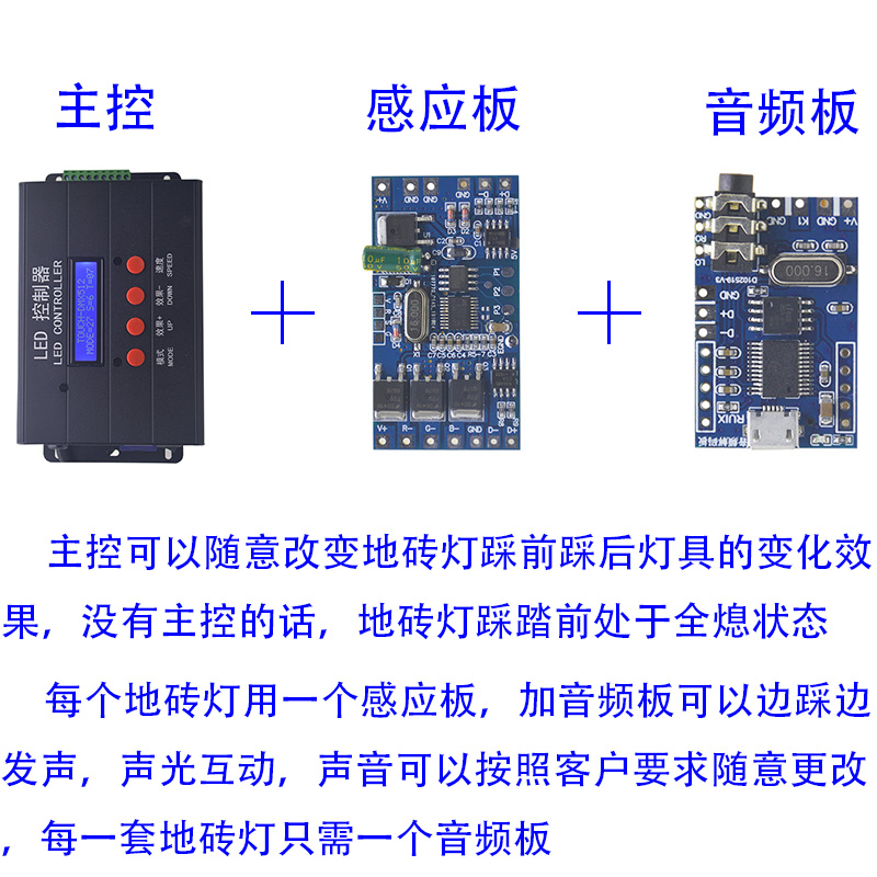 七彩LED感应地砖灯控制板驱动板DMX5外控地砖灯控制钢琴脚踩