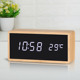 电子钟 静音夜光竹子木质数码 镜面床头座钟 创意台钟声控闹钟 时尚