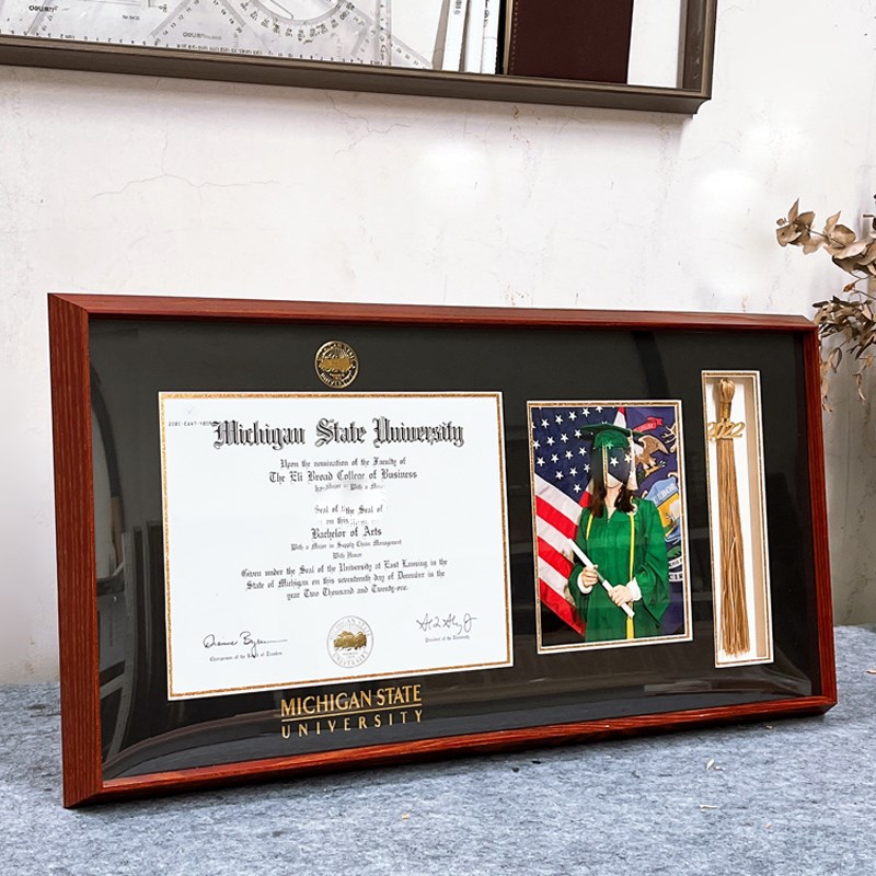 立体实木框照片装裱框帽穗立体展示挂墙画框相框国外毕业框