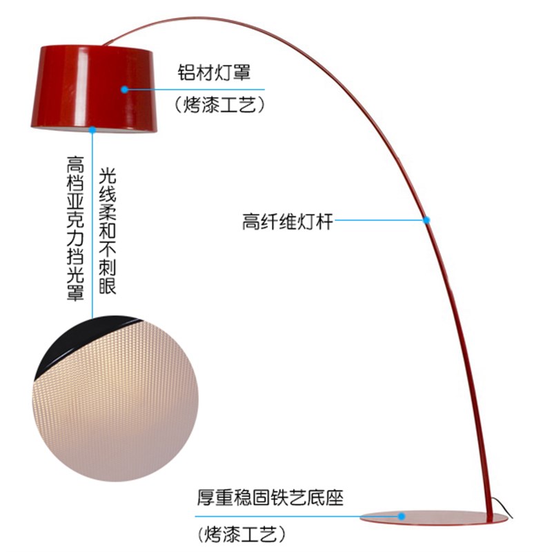 钓鱼灯落地灯黑色客厅沙发灯极简时尚书房茶几地灯设计师落地台灯