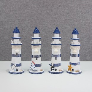 地中海风格灯塔桌面海洋风电视柜酒柜玄关摆设木塔摆台装饰品