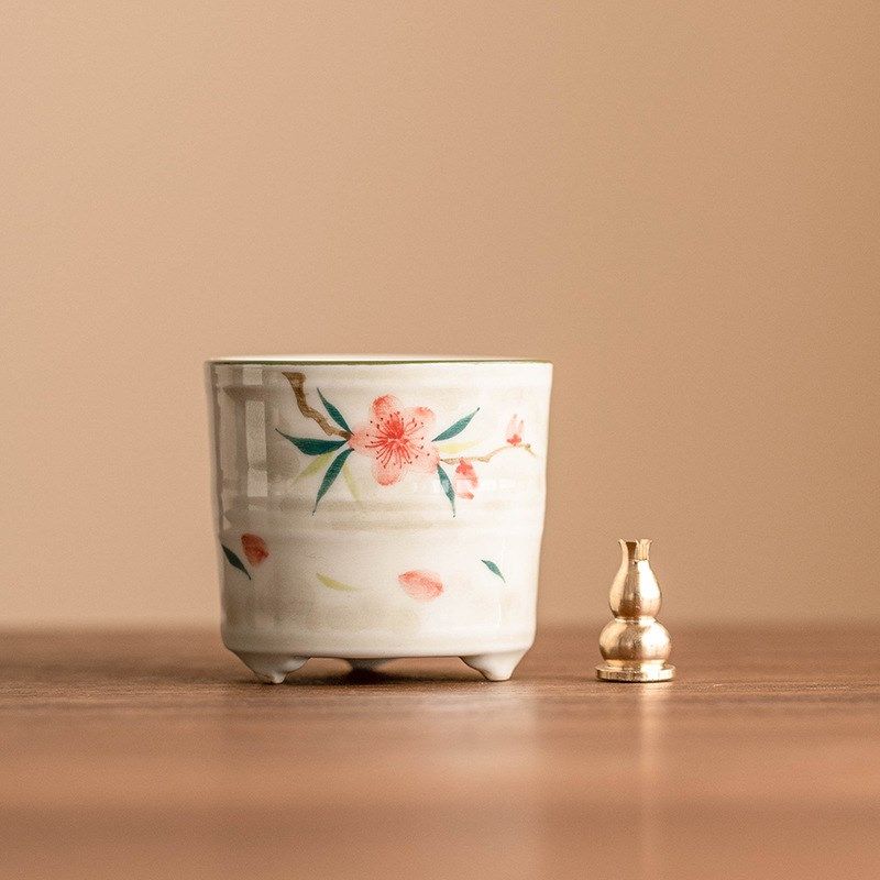 至檀世家桃朵朵纯手绘陶瓷香插 精致高级感家用线香底座,家居饰品,香托/香盘/香座/香插,淘宝优惠券,粉丝福利购,淘宝优惠卷