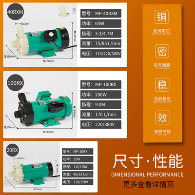 磁力驱动循环泵MP-40RXM耐腐蚀泵耐酸泵化工泵微型磁力泵