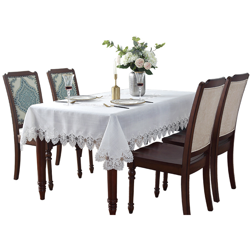 现代简约白色餐桌布客厅长方形茶几布床头柜盖巾正方形电视柜桌旗