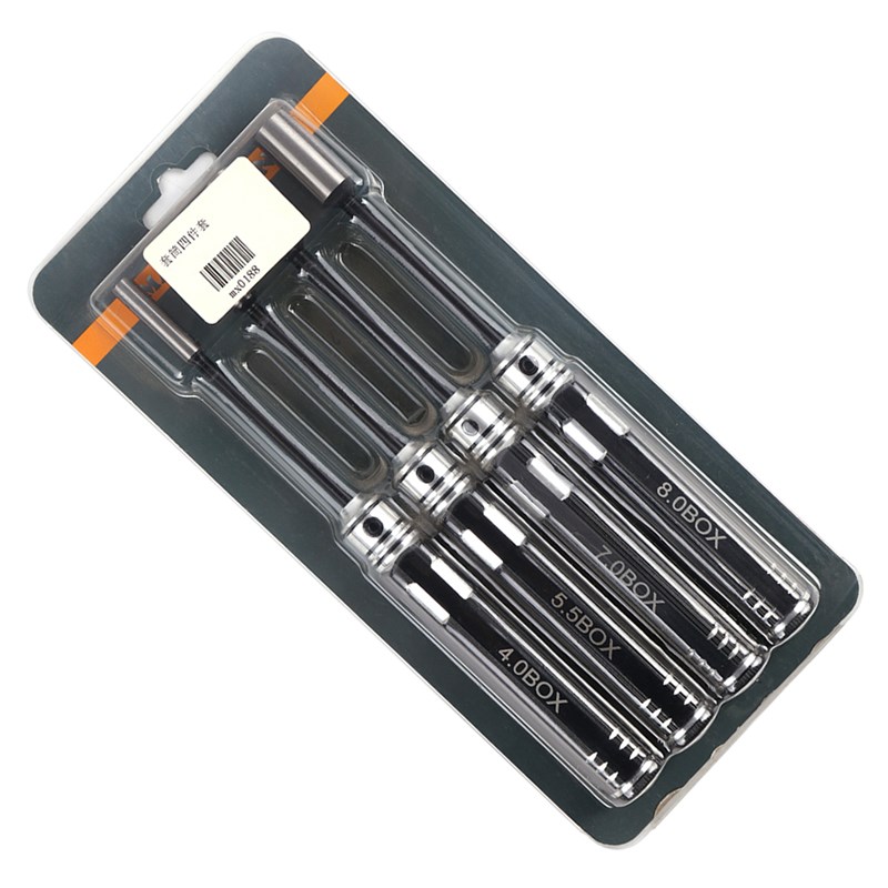 Mayatech 碳钢内六角筒 4.0/5.5/7.0/8.0mm 内六筒4件 装