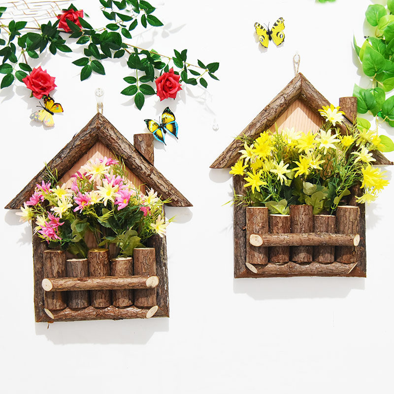 壁挂篮器墙上装饰实木田园栅栏木器农家院装饰挂墙挂件墙上