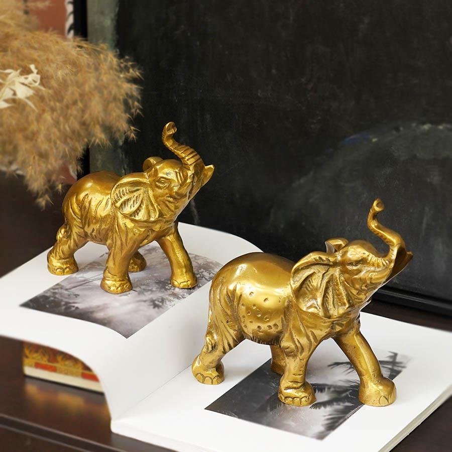 印度进口手工黄铜重量级大象摆饰时来运转招财乔迁工艺礼品摆饰礼