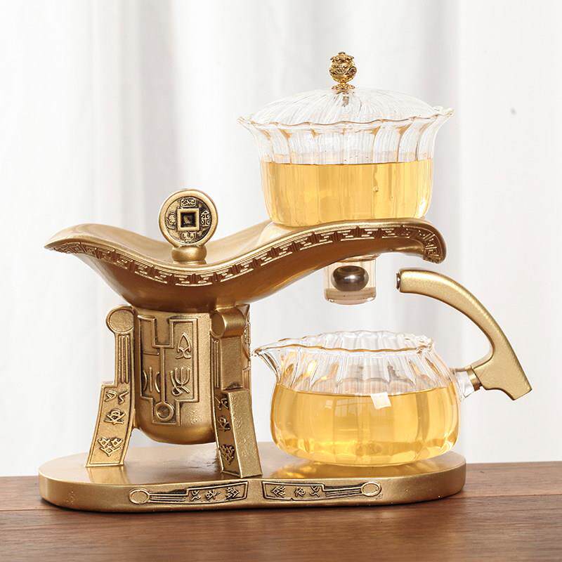 仿古爵杯2026全自动玻璃懒人功夫茶具网红吸磁泡茶器套装家送礼