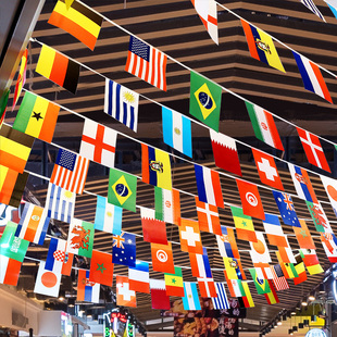 2026世界杯48强国家串旗足球主题装饰体彩票门店布置用品吊饰挂件