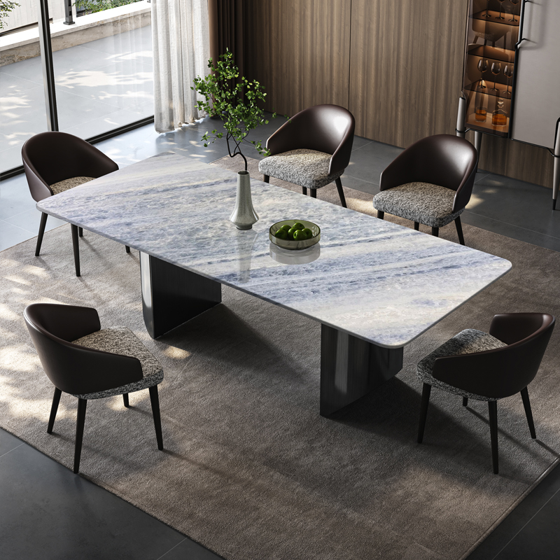 天然蓝水晶奢石长方形桌高端别墅