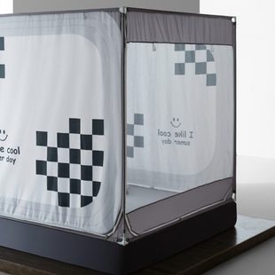 二开门方顶蚊帐 新款 方顶坐床蚊帐有拉链坐床式 家用三开门方帐