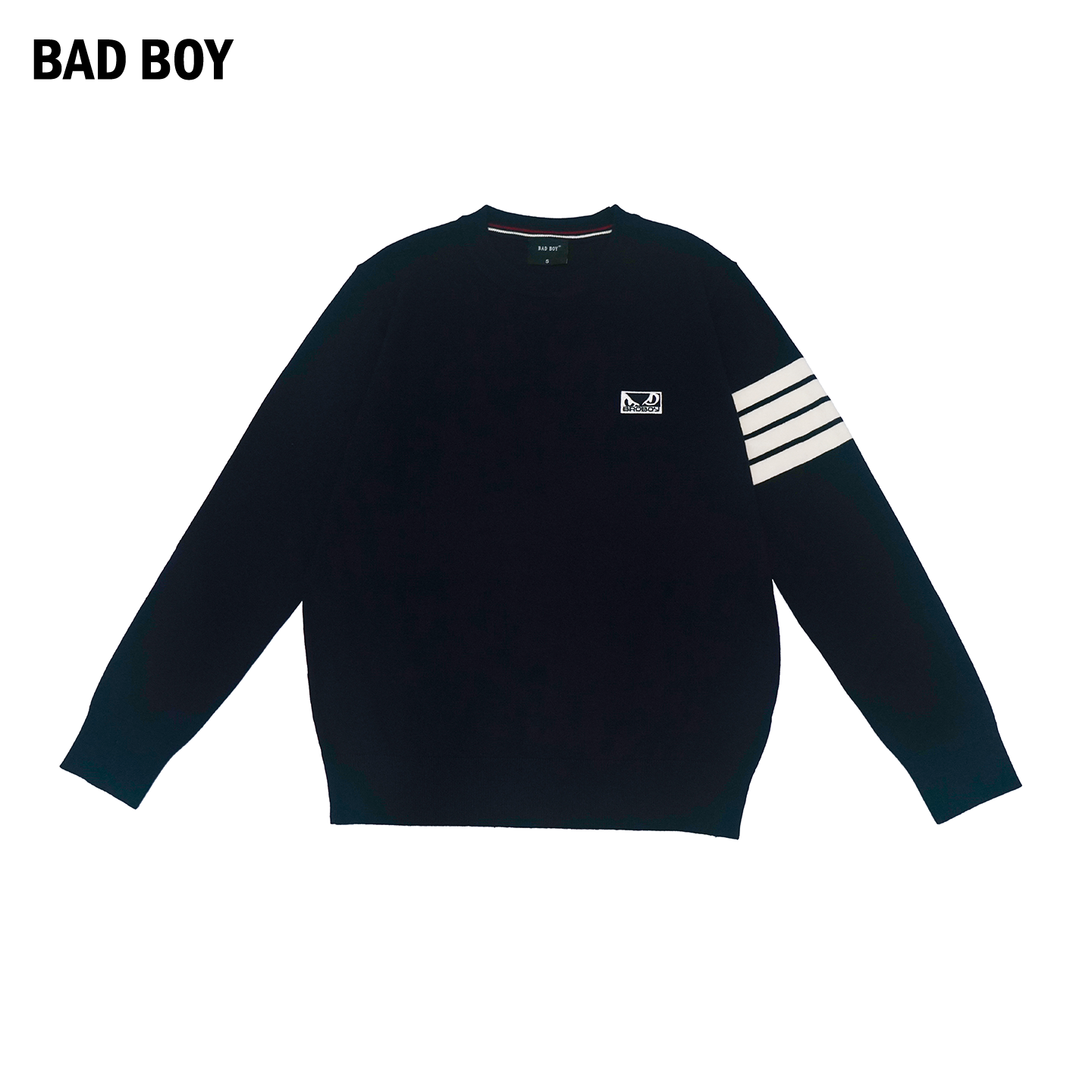 BAD BOY2025春秋新款圆领针织衫男装打底休闲套头条纹毛衣