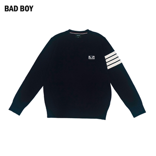 男装 圆领针织衫 打底休闲套头条纹毛衣 BOY2025春秋新款 BAD