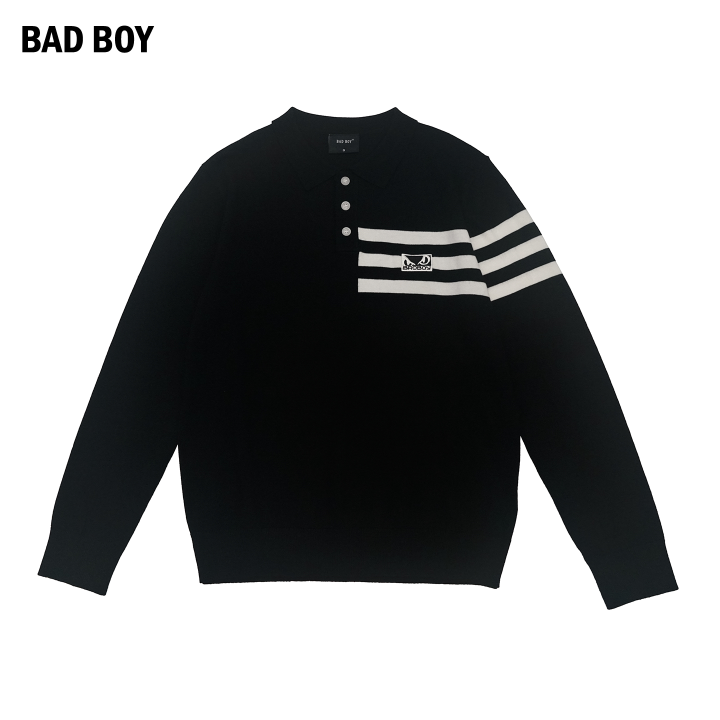 BAD BOY春秋季POLO衫长袖刺绣小标翻领毛衫