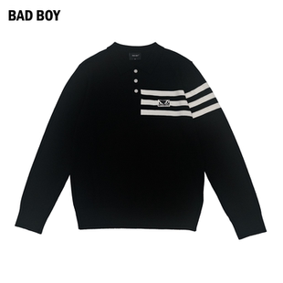 刺绣小标翻领毛衫 BAD 长袖 POLO衫 BOY春秋季