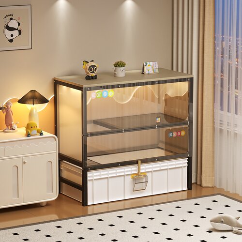 二代86cm全封闭柜子猫砂盆上方置物架一体双层超大号防外溅猫厕所