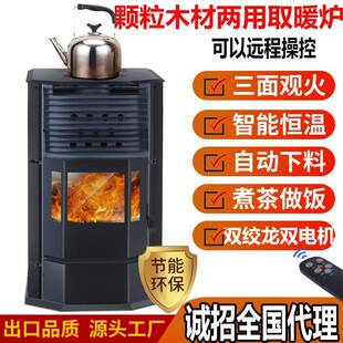 欧式生物质木材颗粒两用取暖炉家用室内商用全自动节能环保无烟炉