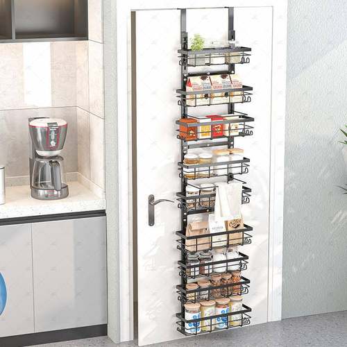 厨房门后置物架免打孔厕所墙上收纳架壁挂式浴室多层收纳挂篮