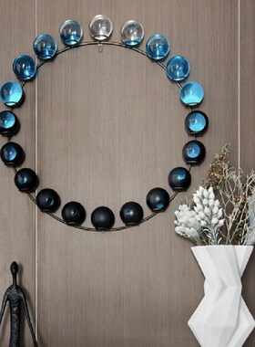 现代轻奢多颜色渐变水晶玻璃球墙面装饰壁饰家居壁挂立体雕塑装置