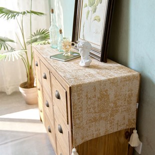 北欧现代简约轻奢色织玄关柜西餐桌鞋 柜茶几桌旗桌布长条床旗定制