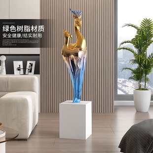 轻奢大型落地麋鹿摆件客厅家居饰品展厅店铺电镀雕塑开业乔迁礼