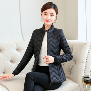 黑色工作服小棉袄2021新款羽绒棉服女短款轻薄T棉衣女士工装外套