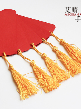 红色书签复古流苏空白手绘diy花篮吊牌男女生日毕业设计定制订做