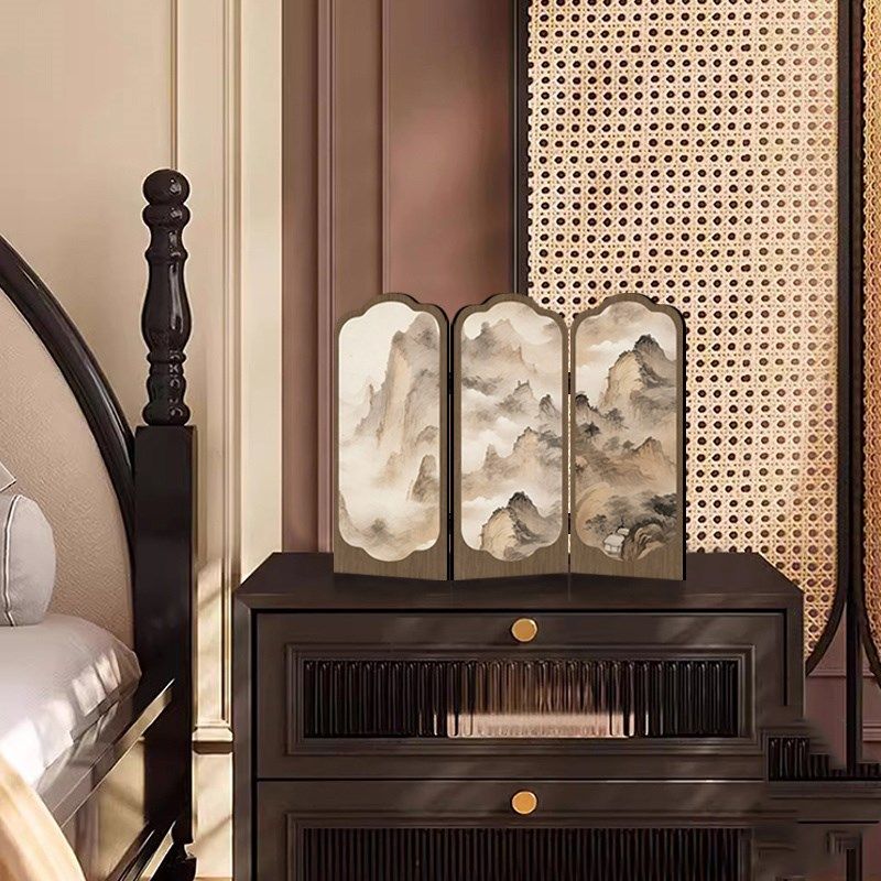 中古风桌面小屏风创意入户玄关边柜电视柜摆画茶室酒店装饰,家居饰品,装饰摆件,淘宝优惠券,粉丝福利购,淘宝优惠卷