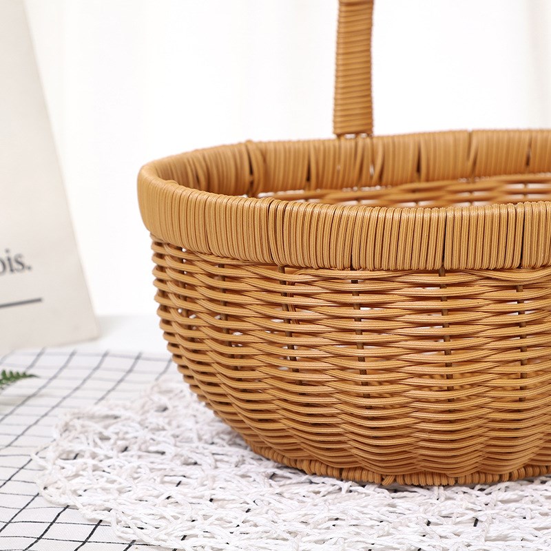 采摘篮购物篮买菜篮子鸡蛋筐大号手提篮野餐篮手工编织仿藤水果篮