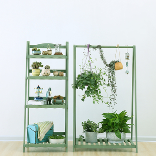 田园木质办公室架实木秋千爬藤客厅绿萝吊兰架子盆架室内