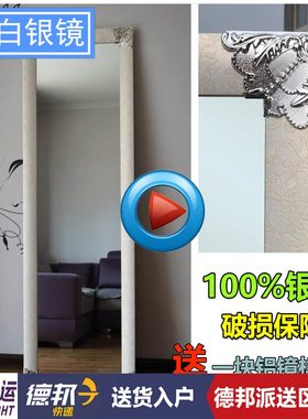 韩式墙壁挂墙田园欧式试穿衣白色支架落地方形全身银镜子送货入户