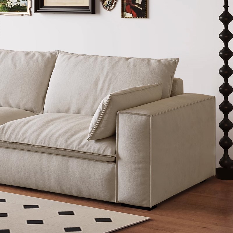 现代简约沙发布艺大小户型客厅极简直排法式猫爪皮布棉麻落地沙发