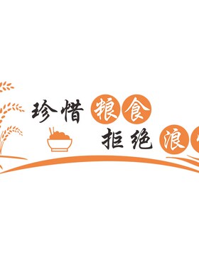 珍惜粮食拒绝浪费文字标语墙纸员工食堂文化墙墙面装饰布置