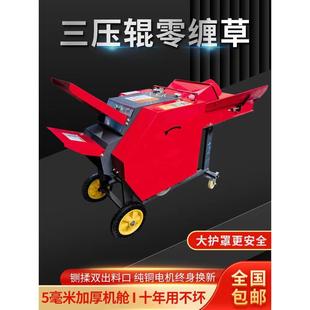 牛羊玉米秸秆粉碎机切铡草机 铡草揉丝一体机家用220V干湿两用卧式