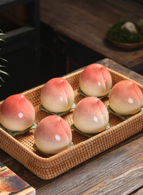 创意陶瓷寿桃摆件桃子办公室桌面摆件家居装饰品生日寿宴回礼礼品